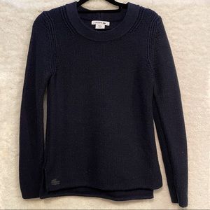 Lacoste navy blue wool crew neck sweater